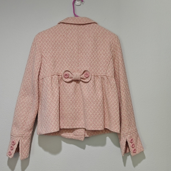 Y2K Sabrina Carpenter Lei Jacket Blazer Large Tweed Pink White Gold Wool Vintage - Picture 3 of 10